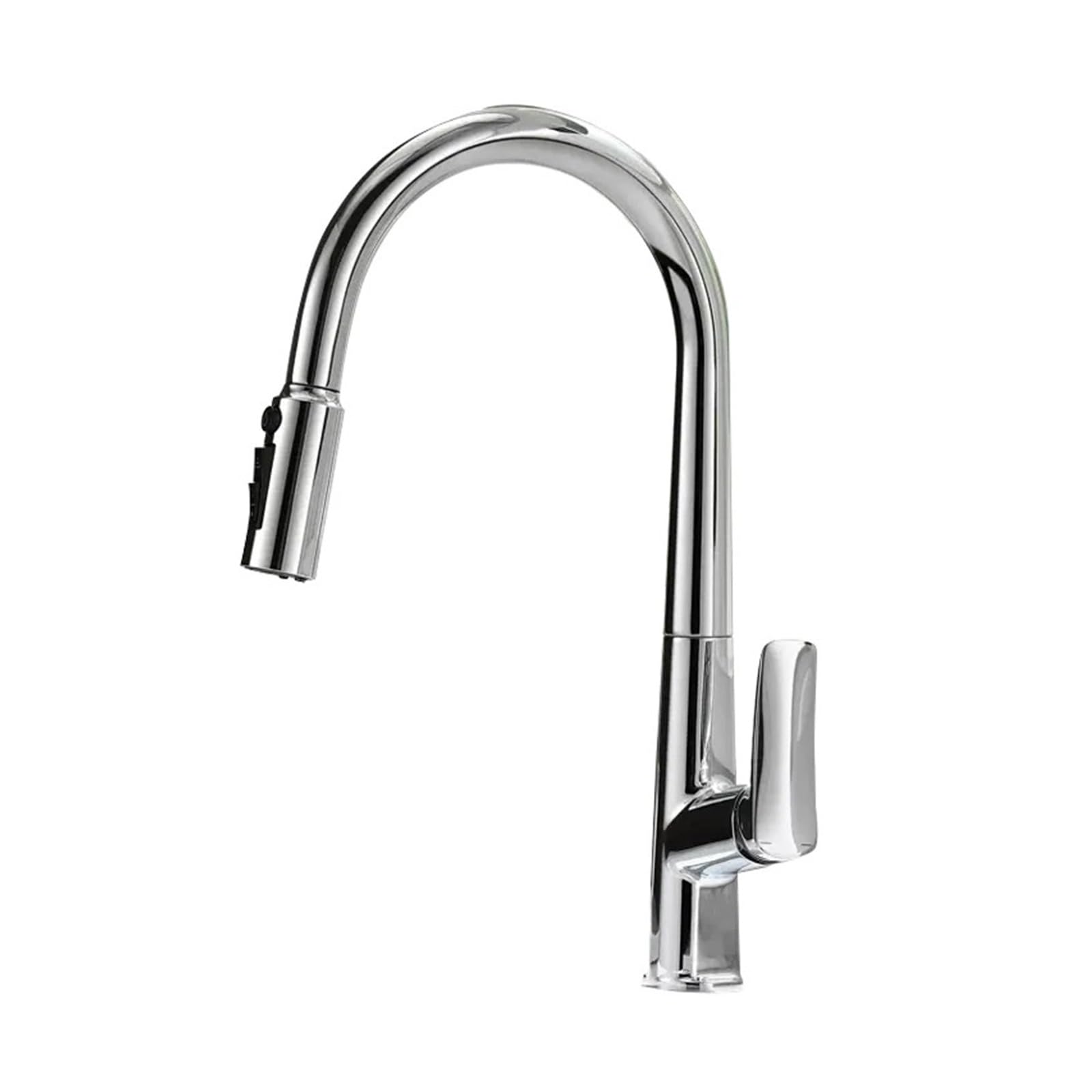 Robinet de cuisine double bec avec mitigeur extractible et filtre G1/2 Chrome