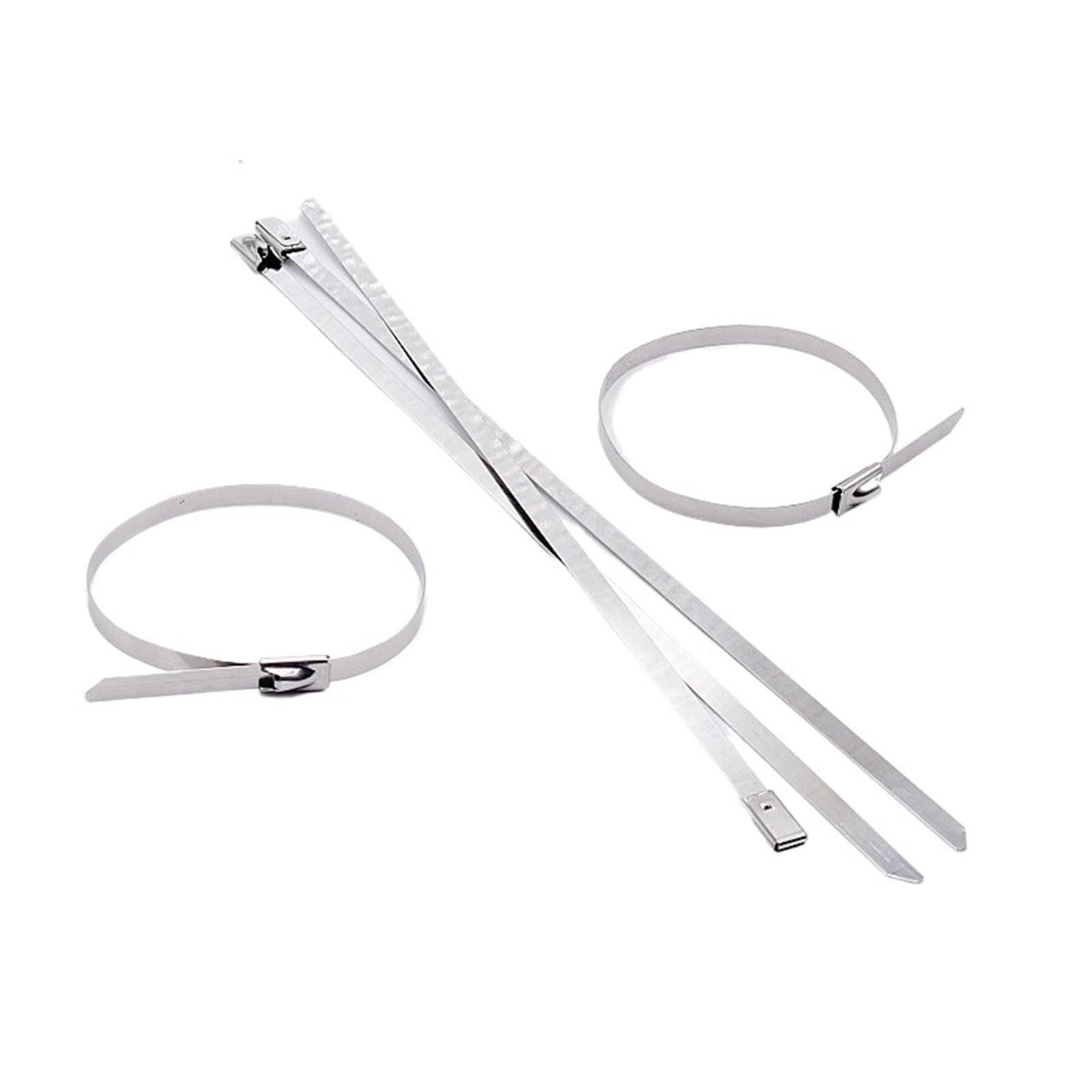 Metal Cable Ties 30 50 100 Pcs 7.9mm 0.31 Inch Ball Self Locking 304 Stainless Steel Cable Ties Coated Locking(50PCS,7.9x350mm)