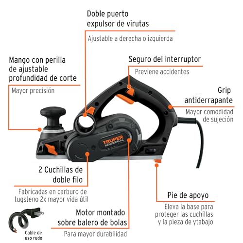 Cepillo de carpintero eléctrico 14 cepillo de carpintero electrico marca TRUPER (2)