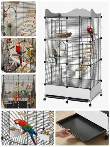 image for SNAAT Encrypted Bird Cage Large Bird Cages 57-Inch, Top Storage Space,