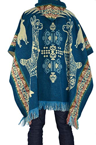 Alpaca Land Handmade Ecuadorean Alpaca Wool Poncho, Casa De Alpaca (Light Blue Alpaca) #TOP1