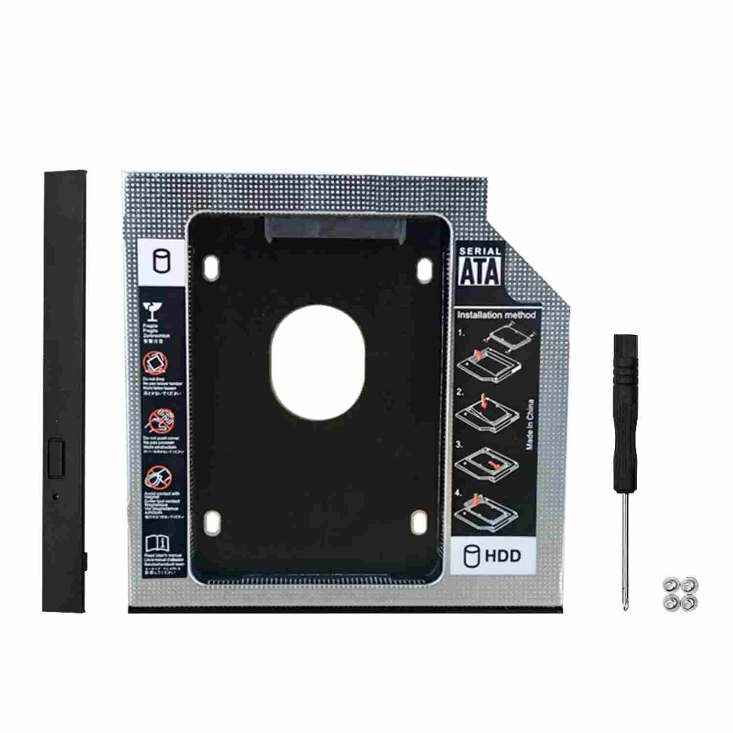 SATA 3.0 2nd HDD Caddy 9.5mm 2.5" 2TB SSD Case Hard Disk Enclosure for Laptop DVD-ROM Optical Slot