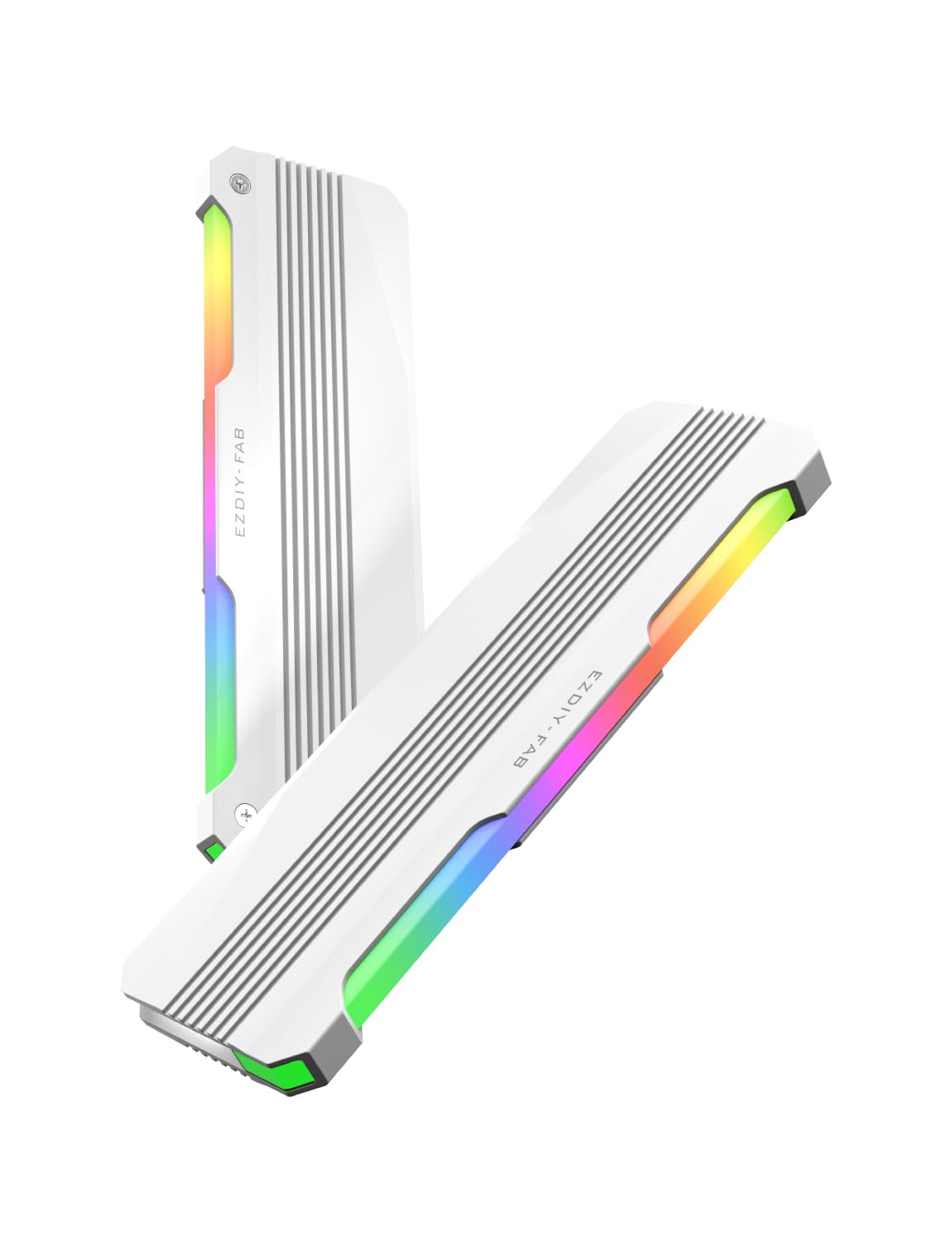 EZDIY-FAB RH01 ARGB RAM-Kühlkörper, RGB Memory Heat Spreader für DDR5 DDR4, Aluminium-RAM-Kühler mit 5V 3-Pin ARGB-Beleuchtung, Speicherkühlung für Gaming-PCs, 2 Pack-Weiß - 1