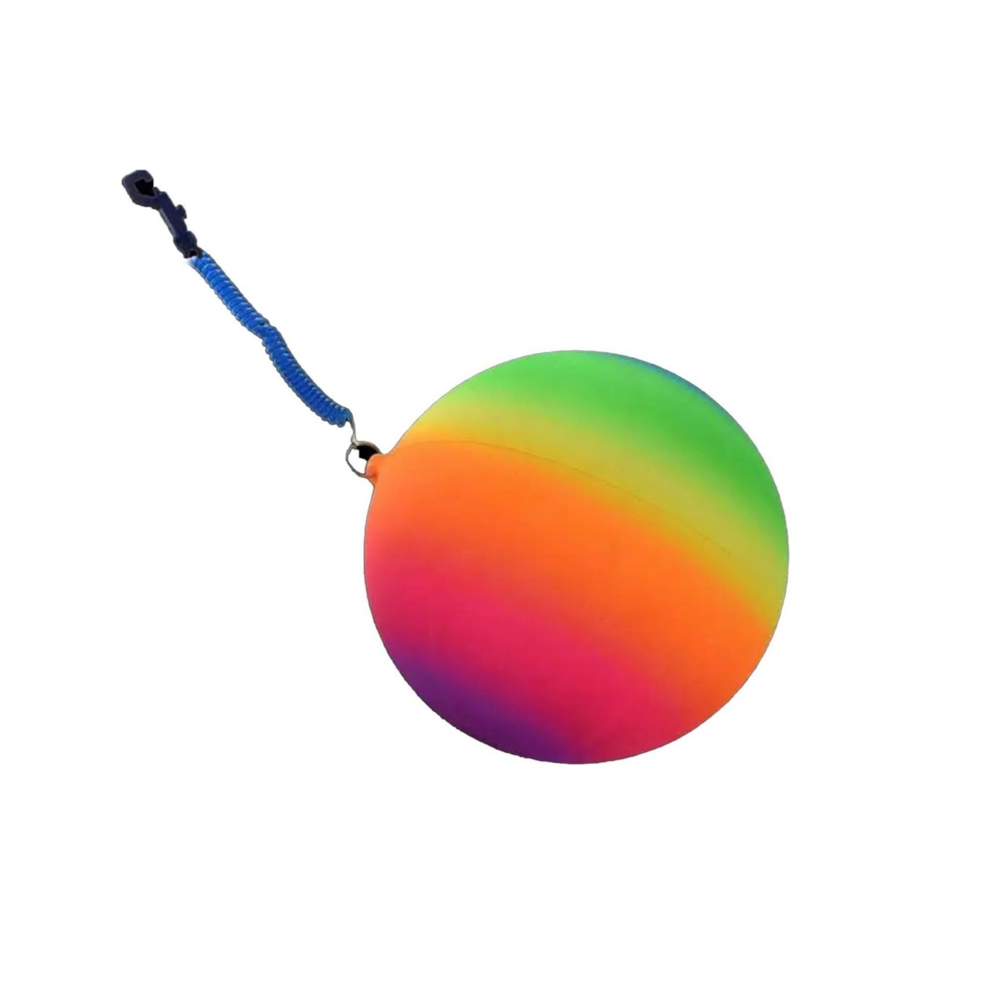 MSQUARE Neon Rainbow Bouncy Ball with Keychain Strap, Colourful Outdoor Playground Toy, Compact Lightweight Handball for Kids & Teens, Vibrant Stress Relief Ball for Indoor & Outdoor Fun