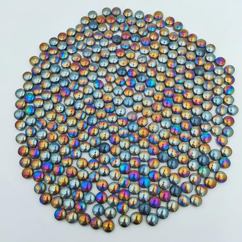 Runde Mini-Jade-Mosaikfliesen, 12 mm, 500 g, runde Glasmosaikstücke für Bastelarbeiten, Blumentöpfe, Vasen, Tassen, Gartendekoration, Mosaikherstellung (schillerndes Schwarz)