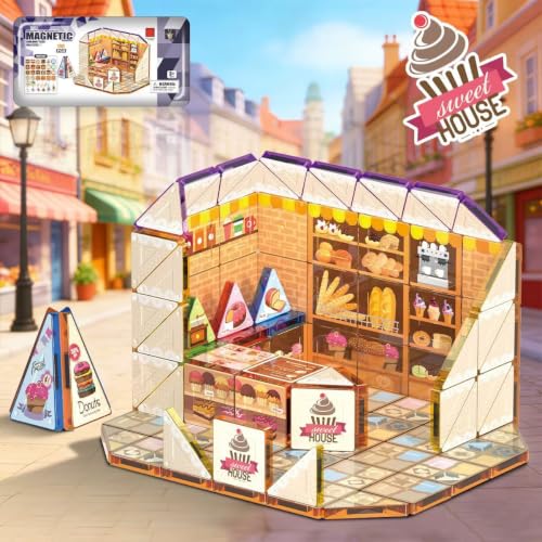 Image of Magnetic Building Blocks for Kids, 3D Magnetic Tiles Construction Set, STEM Educational Building Toy for Boys & Girls, Creative Learning & Pretend Play Toy, Age 3+ Years (100 PCS Cake Shop Theme)