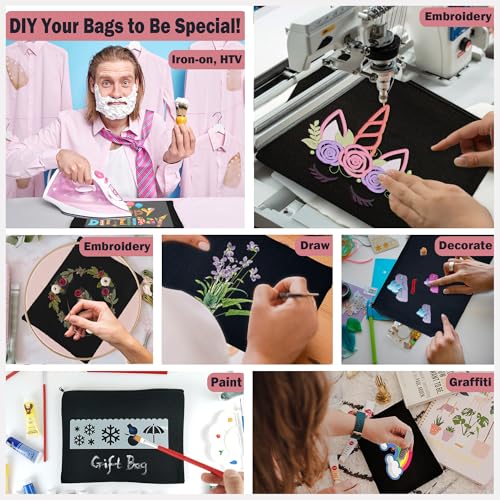 Koolmox 20 Makeup Bags in Bulk, 9x7 Large Plain Black Canvas Pouch with Zipper, Cotton Cosmetic Bags Wholesale for Painting, Heat Transfer Printing, Crafting, Drawing Decoration, Pen Case4