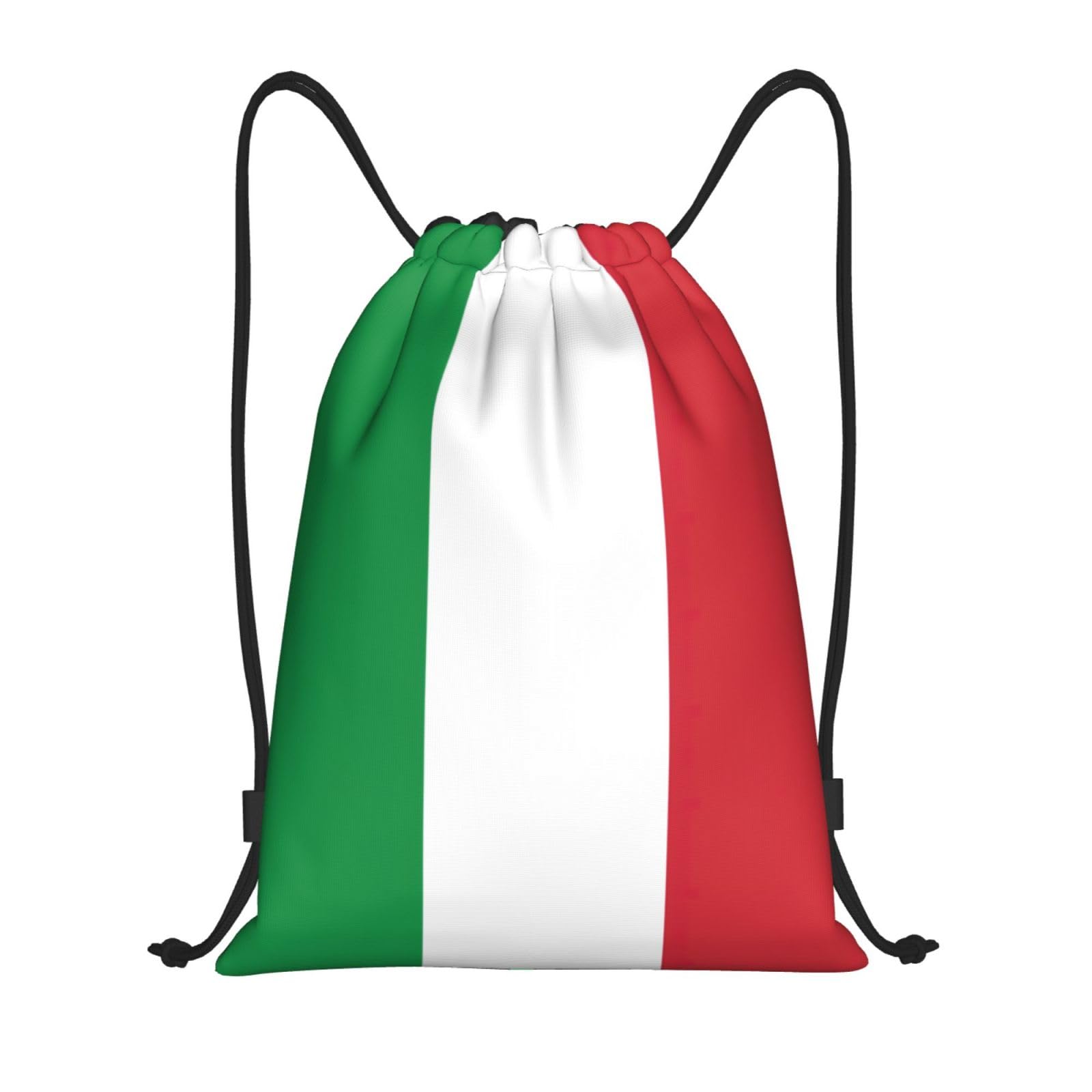 Kashinn Unisex Black Funky Drawstring Bags Italian Flag Print Sport Gym Sack For Fitness Yoga Travel Water-Resistant, S, Daypack Backpacks