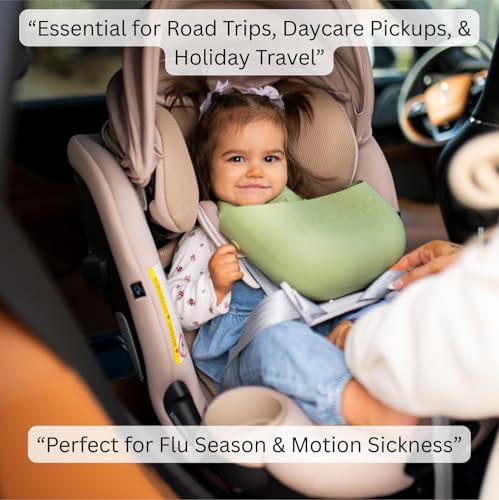 Heaveroo Silicone Vomit Bib, America's 1st Safety Certified Silicone Vomit bib, XL Bucket Design to Catch Vomit and other messes - Image 2