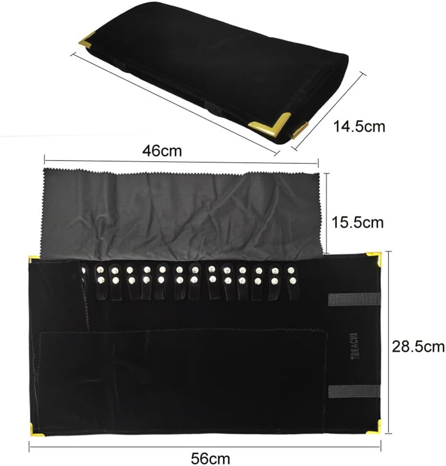 Portable Jewelry Roll Metal Coner Bag Necklace Chain Braclet Black Velvet Travel Pouch - Image 4