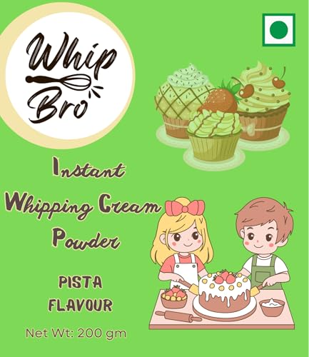 Image of WhipBro Whipping Cream Powder | Pista Flavour | Baking & Dessert Use (200 g)