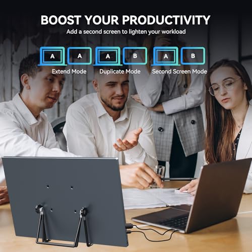 Image of 16 inch Touchscreen Portable Monitor,1920x1200P IPS Travel Secondary Screen,USB-C HDMI Plug&Play w /Foldable Stand,Dual Extender for Laptop Mac Phone Switch PS5 Xbox Office Gaming