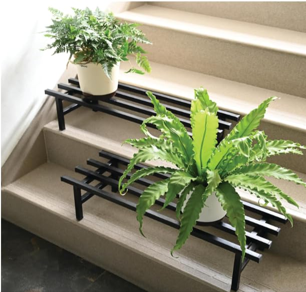 Image of One Step Square Tube Plant Stand Heavy Duty Iron Pot Stand for Balcony, Home Decor, Indoor and Outdoor Use (Black) (Set of 6)