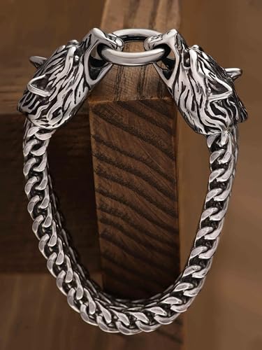 HAQUIL Stainless Steel Mesh Link Chain Bracelet, Goth Gothic Biker Fashion Statement Jewelry Gift for Men2