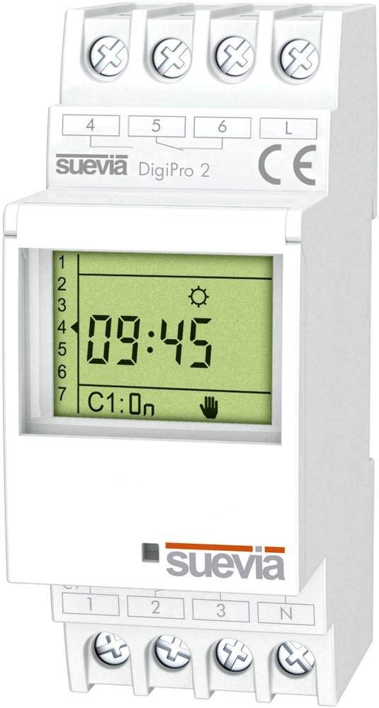 Suevia Zeitschaltuhr for Hutschiene 1 St. DigiPro 2 Schaltspannung (max.): 250 V/AC Schaltstrom (ma