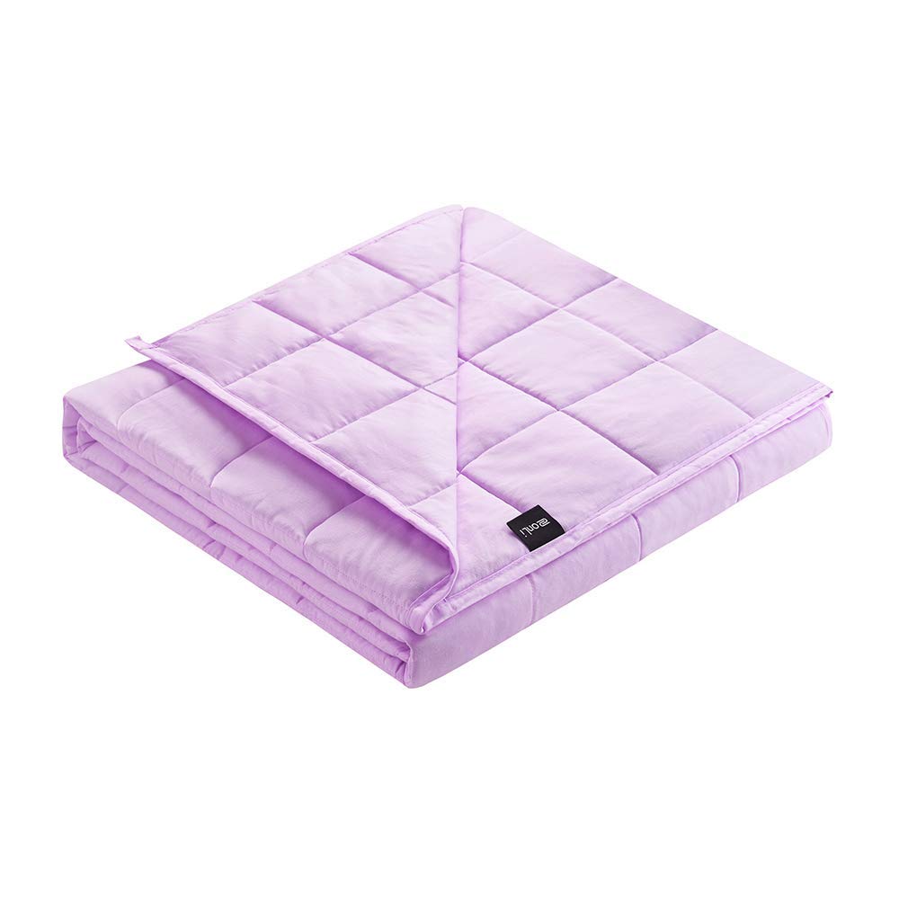 ZonLi Weighted Blanket (48''x72'',12lbs, Lilac), Cooling Weighted Blankets for Kids and Adults, Heavy Blanket for Sleep, Breathable Soft Material with Natural Glass Beads - 48''x72'',12lbs Lilac