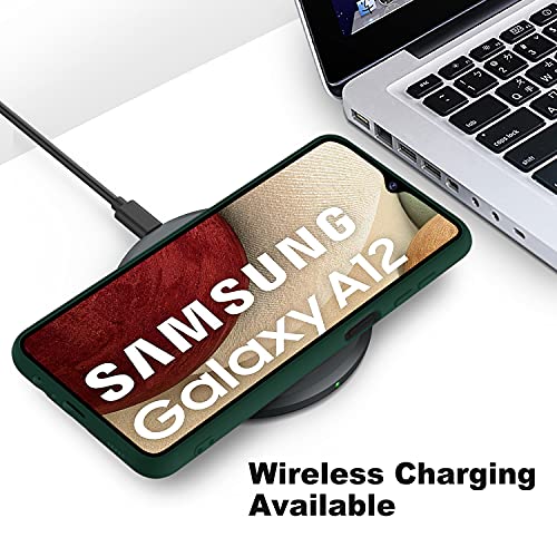 YATWIN Silikon Hülle kompatibel mit Samsung Galaxy A12/M12, Handyhülle für Samsung Galaxy A12/M12, Soft-Touch, Stoßfest, Staubdicht, Kratzfeste Ganzkörper Schutzhülle, Grün – Bild 6