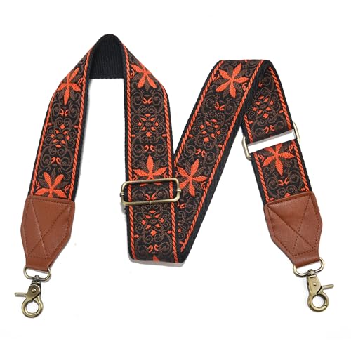 Image of LEMEDE Purse Strap,2 inch Leather End Shoulder Strap Adjustable Replacement,Retro Jacquard Multi-pattern Crossbody Bag Straps