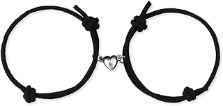 GBTBYS 2PCS Couple Heart Bracelets Love Vows of Promise Mutual Attraction Distance Relationship Friendship Valentines Gift for Men Women Black