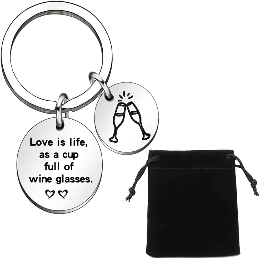 TopRui Best Friend Keyrings Present Car House Keys Keyring Gift Graduation Birthday Keychain Engraved for Friends Cheers to Friendship, Sliver, 3*3