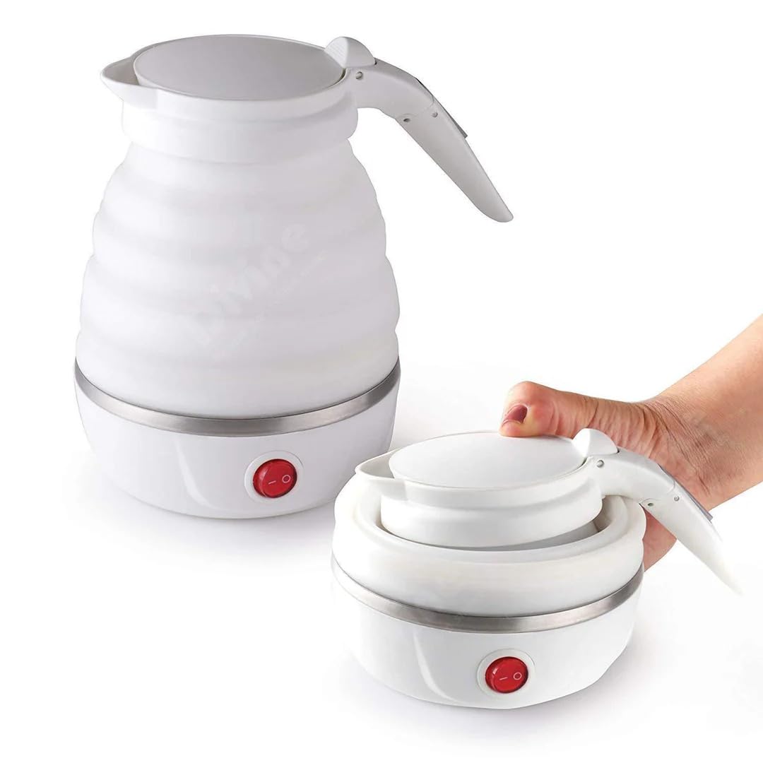 Foldable Electric Kettle 600ml, Food Grade Silicone Collapsible Travel Kettle, Portable Fast Boiling Water Heater with Auto Shut-Off & Boil Dry Protection for Tea, Coffee & Camping-picture-28