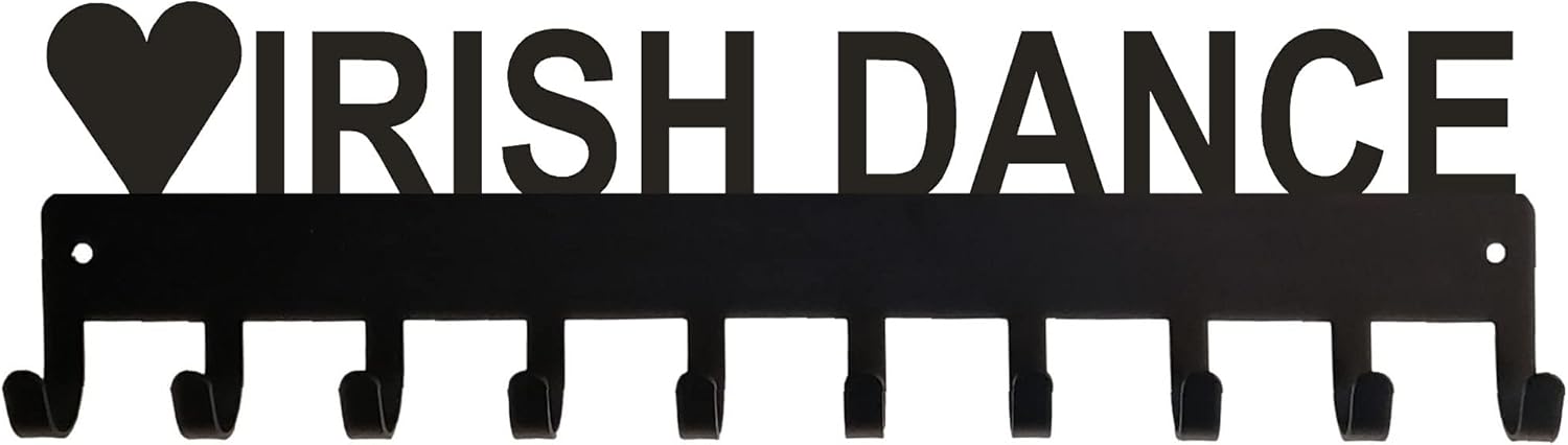 Love Irish Dance Sports Medal Hanger Display - 14.5 inches with 10 Hooks - Made in the USA