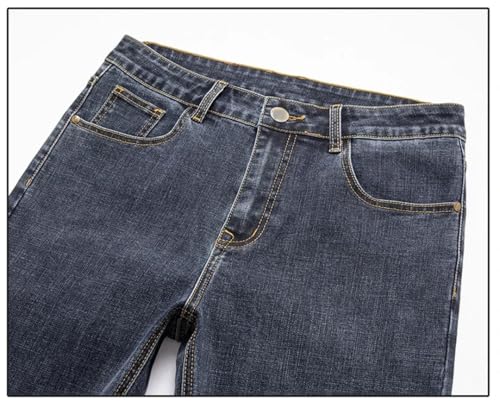 Hndudnff Men Tapered Slim Jeans with Pockets Straight Pants Business Casual Denim Trousers3