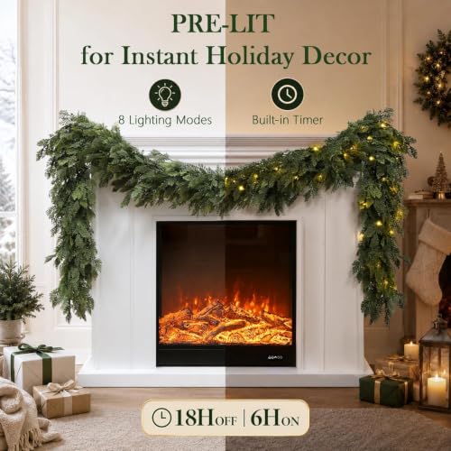 Pre-Lit Christmas Garland 9FT