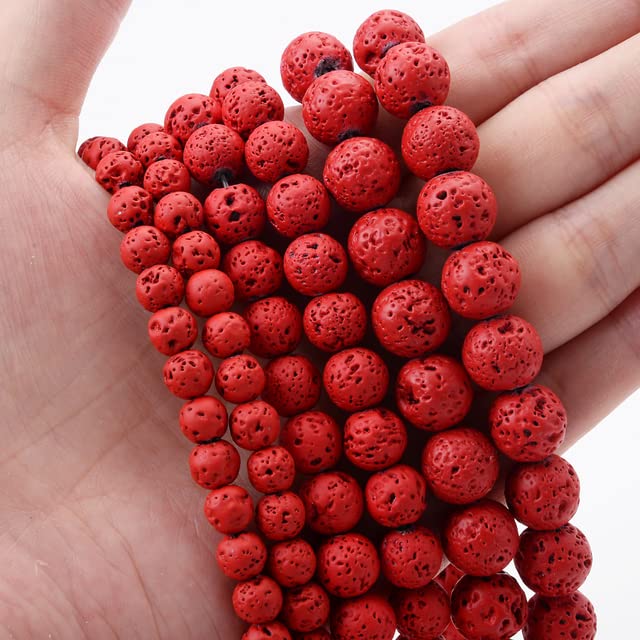 Collana Donna In Pietra Vulcanica E Nappa - Gioiello Boho Chic Fatto A Mano Con Perline Di Porcellana - Regalo Originale - 5