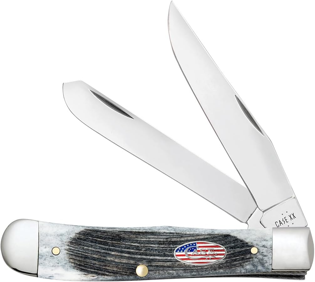 Case XX WR Pocket Knife Trapper Sawcut Gray Bone Stars & Stripes Item #53060 (6254 SS) Length Close: 4 1/8 inches
