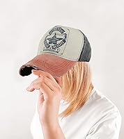 Vista 3 de Gorra de béisbol vintage con remaches de moda con letras cruzadas de algodón de mezclilla con borde deshilachado, sombrero de sol ajustable unisex