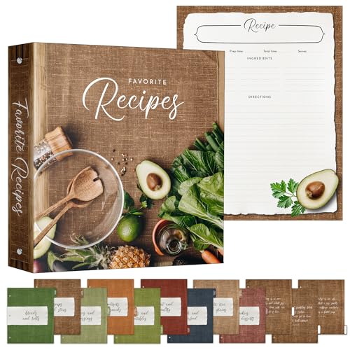 Recipe Binder Organizer with Plastic Sleeves, Ring Binder Recipe Book