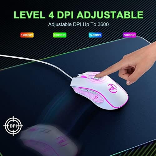 60% Percent Gaming Keyboard, PS4 Keyboard Mechanical Feel, Backlit Keyboard and Mouse, Rgb keyboard Gaming Mice Combo, Wired Keyboard Mouse Gaming Set, with Mice Pad, USB Keyboards, for PC Mac - White