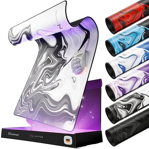 AZTCLIGHT Podkładka pod mysz do gier XXL Nyfter Nyfpad, 900 x 500 mm, płynny design, szyte krawędzie, podkładka pod mysz premium (biało-czarna)