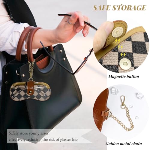Image of Eyewear Clutch Glasses Case with Clip Soft Leather Sunglasses Bag