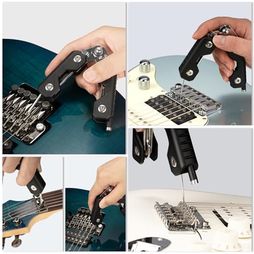 GUITTO Guitar String Winder Cutter, Bridge Pin Puller with 3 Hex Keys 1 Screwdriver, 7-in-1 Guitar Tool for Acoustic Electric Bass Guitars GGT-02