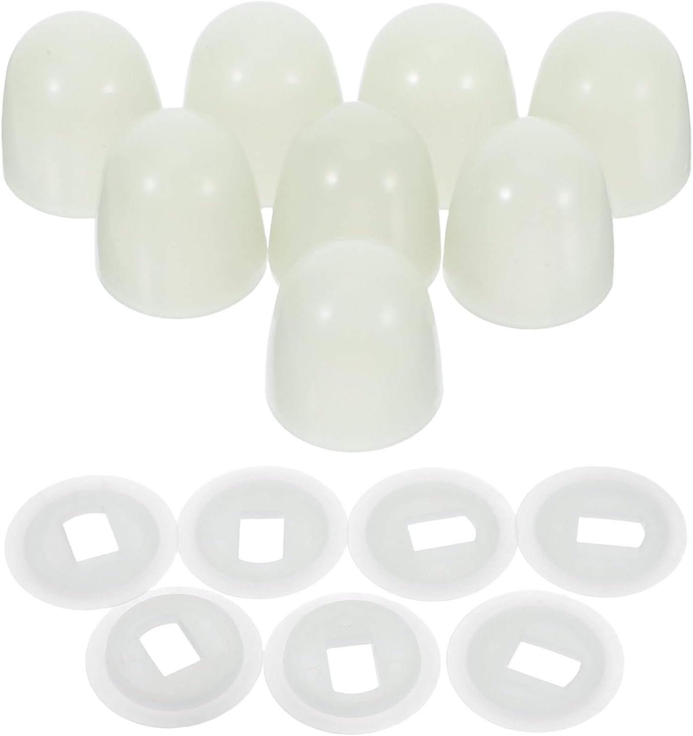 8 Sets Universal Toilet Bolt Covers with Washers, round Plastic Screw Caps for Toilet Bowl Mounting, Floor Bolt Protection Accessories for Bathroom Installation
