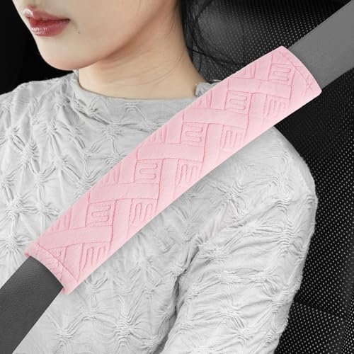 JUSTTOP 2-Pack Universal Car Shoulder Strap Pads Cover for A More Comfortable Driving, Shoulder Strap Covers Harness Pad for Car Interior Accessories(Pale Pink)