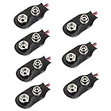 uxcell 7pcs DC 9V Battery Clip I-Type Buckle Connector Faux Leather Housing Lead Wire 14.5cm Length