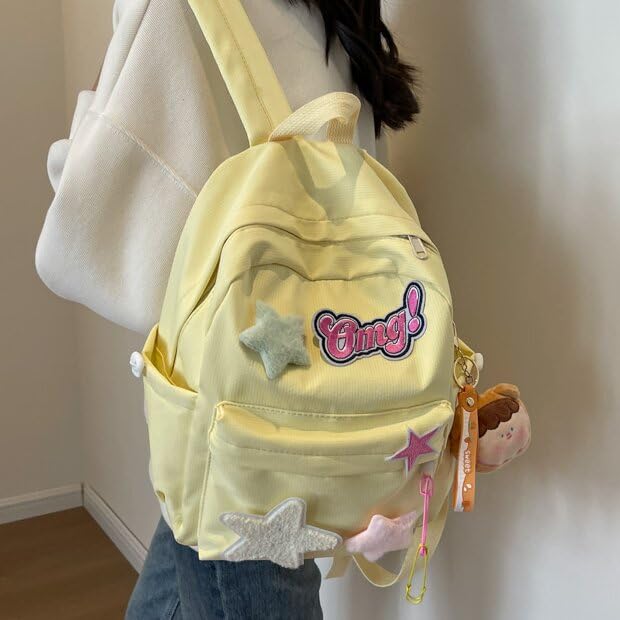 Star Backpack Y2K Backpack Mini Backpack Purse Small Preppy Backpack with Embroidery Patch Y2k Accessories (yellow)3