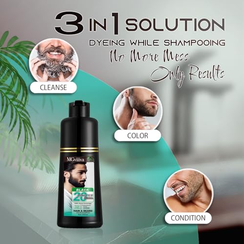 GURKOOYD Tintura de Barba para Homens, Coloração Instantânea de Barba Preta para Cabelos Grisalhos,