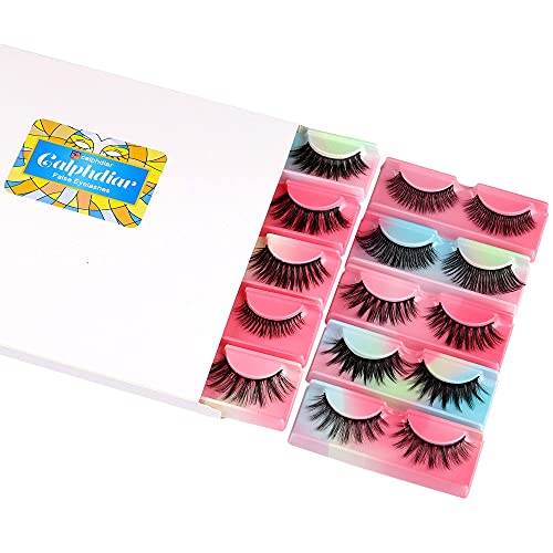 Calphdiar False Eyelashes Natural 3D Fake Eyelashes 10 Pairs 10 Styles Fluffy Wispy Lashes Dramatic Soft Handmade Lashes Pack with 10 Portable Eyelash Boxes