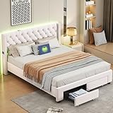 2 grands tiroirs : le cadre de lit de 140 x 190 cm dispose de quatre tiroirs spacieux qui se trouvent sous le lit et offrent beaucoup d'espace de rangement pour les vêtements, la literie et d'autres objets de la maison. Il est idéal pour les chambres ou les appartements avec un espace limité