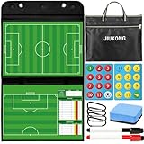 JIUKONG Magnetic Soccer Coaching Board – Portable Dry Erase Whiteboard with Fence Clip, Magnets & Carry Bag, Foldable Clipboard for Soccer Coaches & Players, Ideal Coach Gift