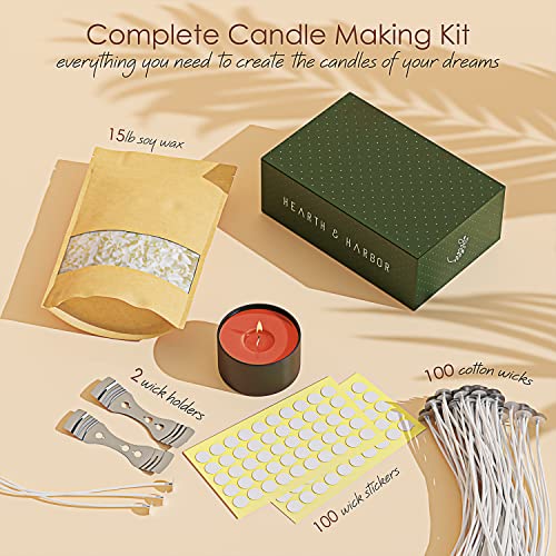 Image of Hearth & Harbor Organic Candle Wax, Pure Soy Wax for Candle Making, 15 lbs