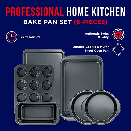 Baking Set – 6 Piece – Deluxe Non Stick Black Coating Inside And Outside – Carbon Steel Bakeware Set – Pfoa Pfos And Ptfe Free By Bakken #TOP2