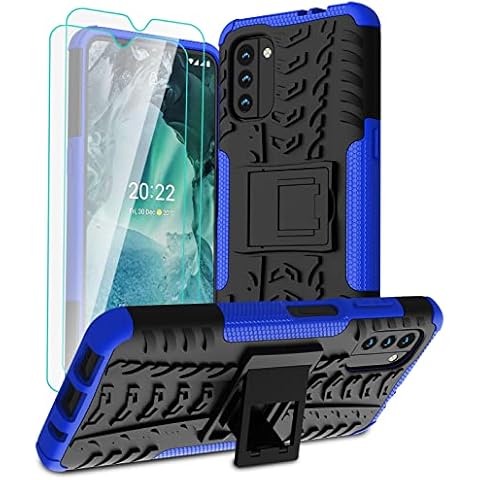 Iokmax Case for Nokia G11/Nokia G21 with 2 Pack Screen Protector, Military Grade Shockproof, Heavy Duty Robust Bumper Case with Kickstand for Nokia G21/G11 Case,Blue Cover