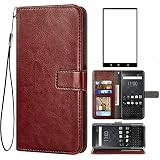 Asuwish Compatible with BlackBerry KEYone Key1 Wallet Case Tempered Glass Screen Protector and Leath