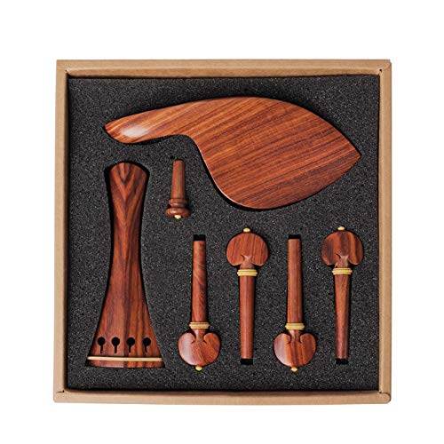 Entemah 4/4 Violin Accessory Parts Set Red Solid Wood with Tailpiece Chin Rest End Pin Tuning Pegs