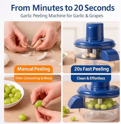 Automatic Grape Peeler – Fast Garlic Peeling Device with 20s Quick Peel, 50W Motor, 200mm Blade, Rechargeable 1300mAh, Detachable Easy-Clean, Perfect for Garlic, Tomato, Cherry (White) - Image 5